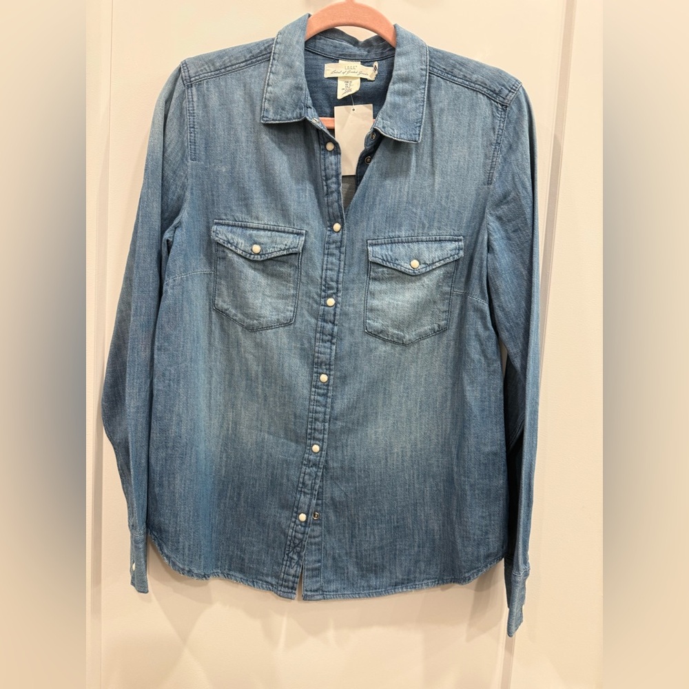 H&M L.O.G.G. Western Denim Snap-Front Shirt | Size 10 | NWT
